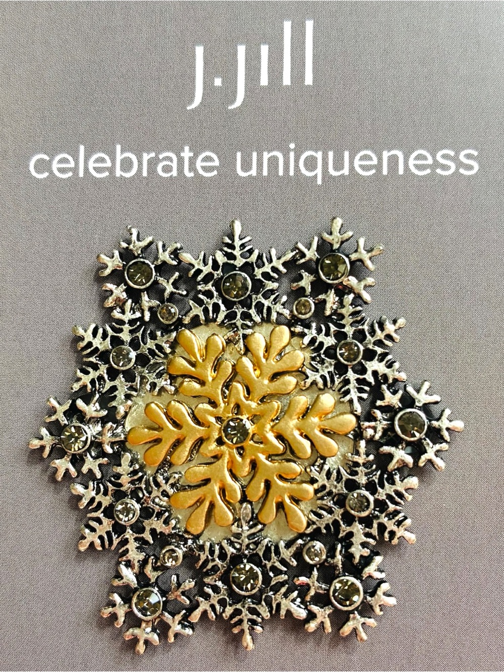 New NWT J. Jill Silver Rhinestone Snowflake Necklace, Brooch, Earrings Set $112 - Picture 3 of 6